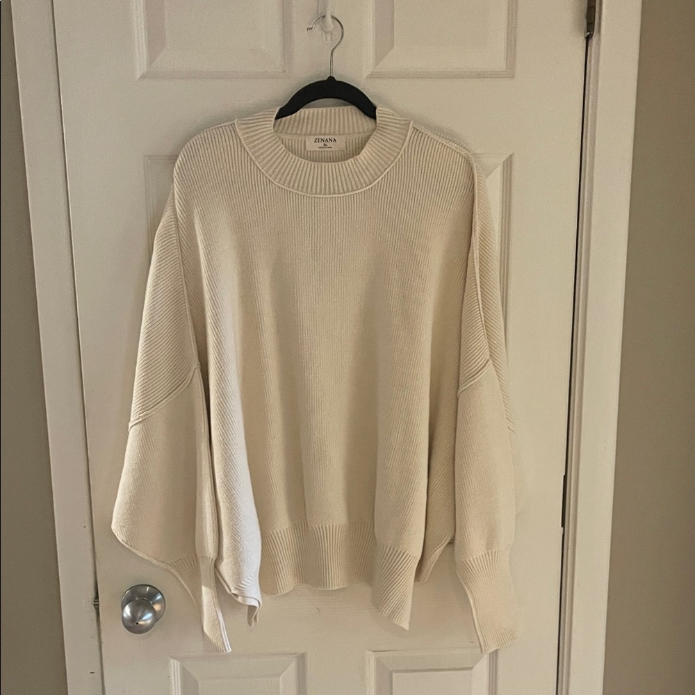 Zenana off white oversized Knit Sweater
